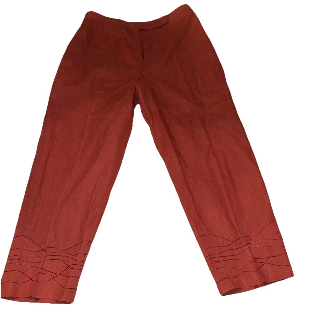 Women's Linen Pants Apostrophe Capri hundred percent Red size 14